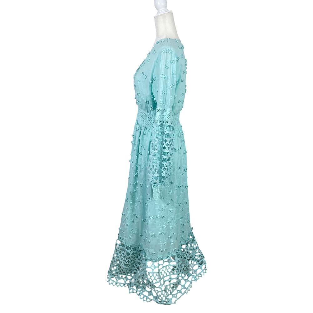 Boston Proper Cotton Embroidered Floral Maxi Dress Sz S Whimsy Cottage Boho - Picture 4 of 14